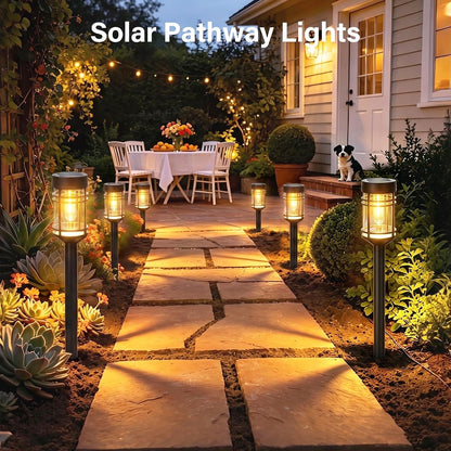 Solar Pathway Lights Outdoor 8 Packs, Solar Garden Lights IP65 Waterproof, LED Solar Powered Path Light Auto On/Off, Landscape Lighting for Yard Walkway Driveway Porch outside Decor9