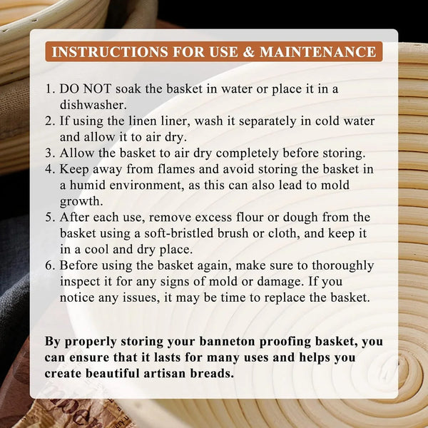 Rattan Banneton Bread Proofing Basket Set of 2, 9 Inch round | for Sourdough, Boule and Artisan Loaves; Supports Dough during Final Proof for Easier Shaping and Defined Spiral Lines7