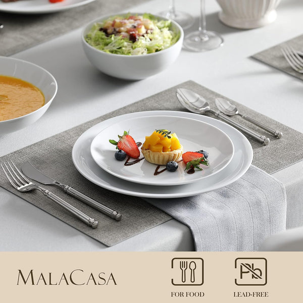 24-Piece Porcelain Dinnerware Set, White round Dish Set for 63