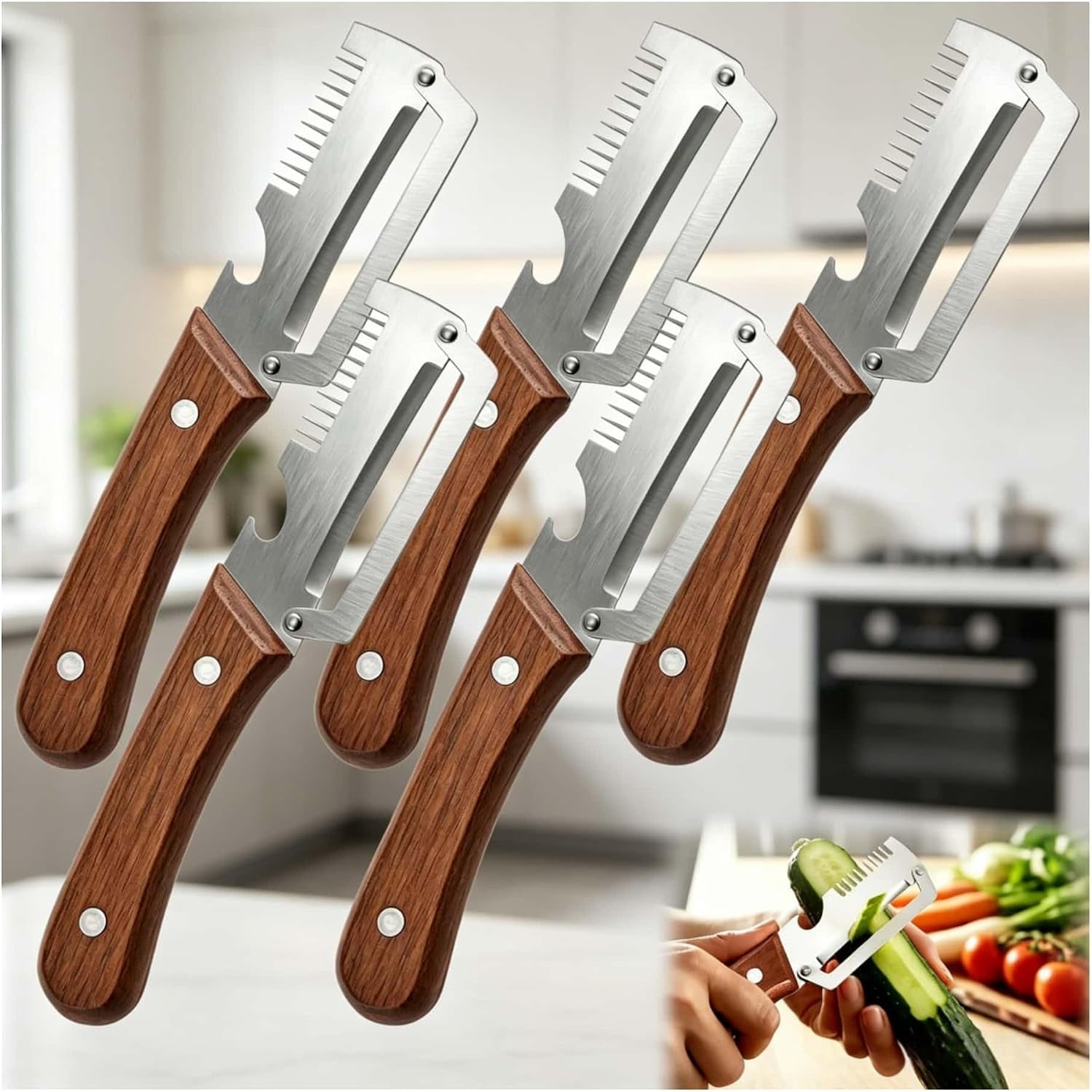 premium-vegetable-peeler-with-wooden-handle-and-bottle-opener-multi-functional-vegetable-peeler-for-fruit-pumpkin-peeling-potato-and-other-vegetables-or-fruits-5pcs