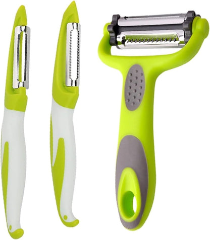 Multi-Functional Vegetable Slicer & Peeler - Stainless Steel Kitchen Gadget for Easy Shredding & Cutting(3Pcs Set)1