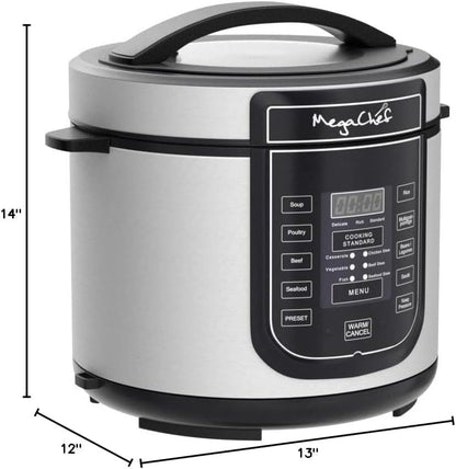 6 Quart Digital Pressure Cooker with 14 Preset Cooking Functions – Stainless Steel Electric Multi-Cooker with Slow Cook, Keep Warm, and Auto Shut-Off7