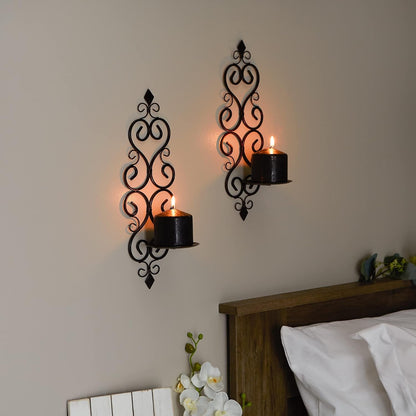 Gothic Cathedral Collection Dual Candle Wall Sconces, 5.5X4.375X15.75, Fleur De Lis, 2 Piece6