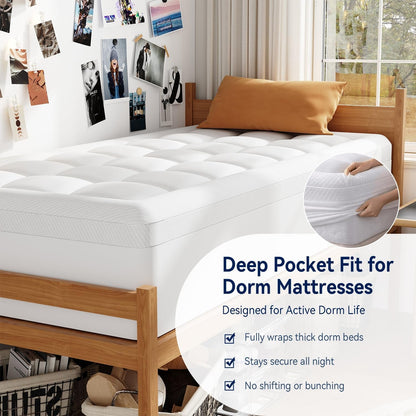 Twin XL College Dorm Essentials 3 Inch Memory Foam Mattress Topper | Dual Layer Design, 2 Inch Cooling Gel Foam and 1 Inch Soft Pillow Top Bed Pad, Back to School, Comfortable Support5