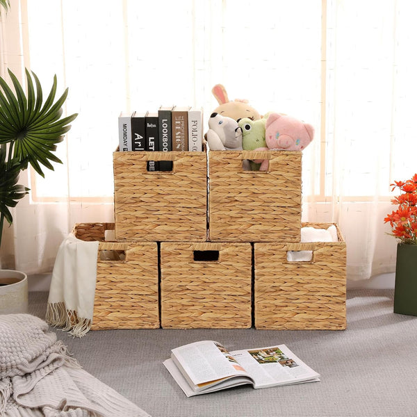 11X11In Wicker Storage Baskets Set of 5 Collapsible Water Hyacinth Basket6