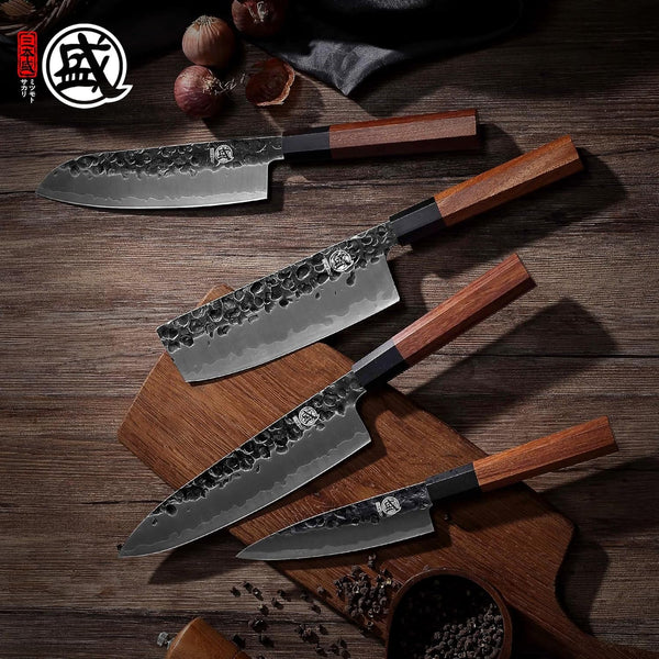 4-Piece Japanese Chef Knife Set, San-Mai 9Cr18Mov5