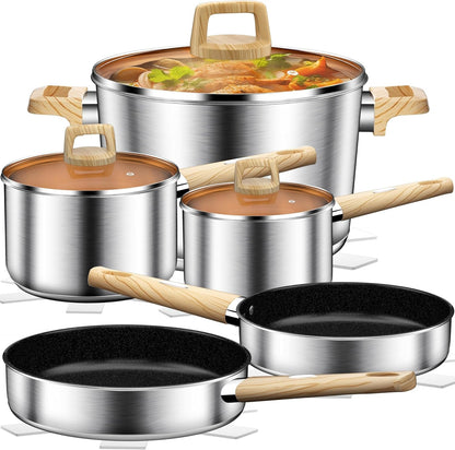 Stainless Steel Cookware Set 13PCS, Pots and Pans Set, Induction Cookware, Kitchen Cooking Set, Heavy Duty, Tri-Ply Base, Dishwasher Safe1