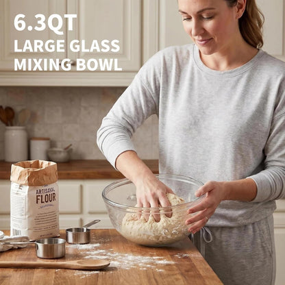 6.3 QT Glass Mixing Bowl with Lids, Large Glass Bowl for Sourdough Bread2