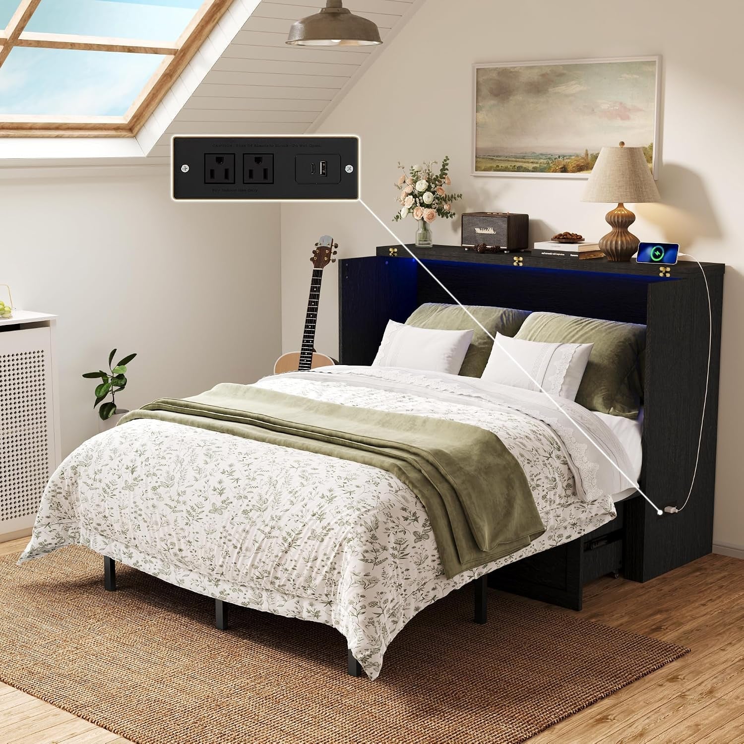 queen-murphy-bed-with-hidden-storage-farmhouse-cabinet-bed-with-storage-drawer-rgb-led-lights-charging-station-space-saving-wall-bed-with-6-metal-legs-black