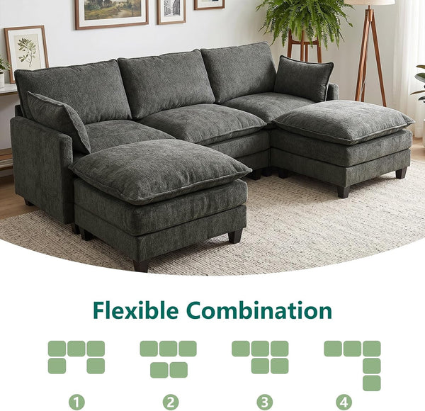 U Shaped Modular Sectional Sofa, Cloud Couch for Living Room4