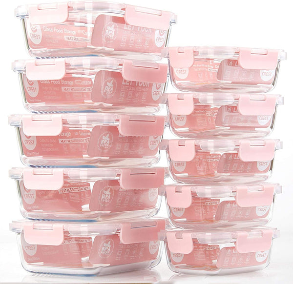 [10 Pack] Glass Meal Prep Containers, Food Storage Containers with Lids Airtight, Glass Lunch Boxes, Microwave, Oven, Freezer and Dishwasher Safe8