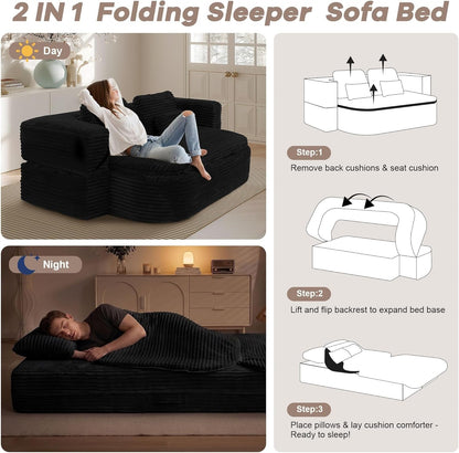 75'' Folding Sleeper Sofa Bed, Memory Foam Boneless Couch4