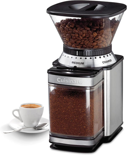Electric Burr Coffee Grinder, 18-Position Selector, 4-18 Cups | Flat Burr Coffee Bean Grinder with 18 Options, Fine to Coarse, & Removeable, Easy-To-Clean 8 Oz Bean Hopper, DBM-8P11