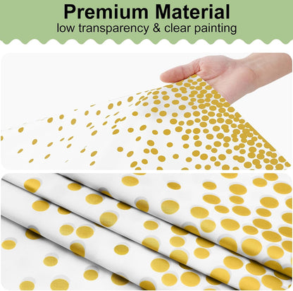 3 Packs Dot Disposable Table Cloth, 54 X 108 Inch Waterproof Plastic Tablecloth, Rectangle Gold Dots in White Table Covers for Picnic, Birthday, Party and Back to School8