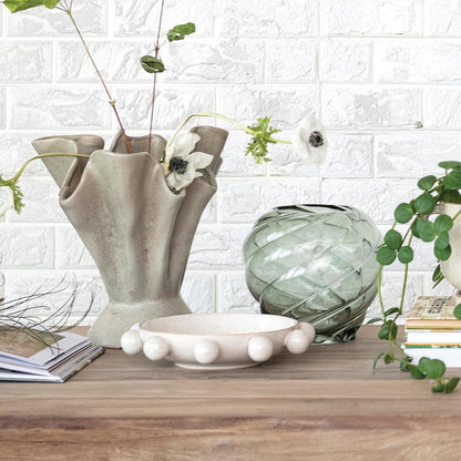9.75 Inches Stoneware Bowl with Orbs and Reactive Glaze, Cream5