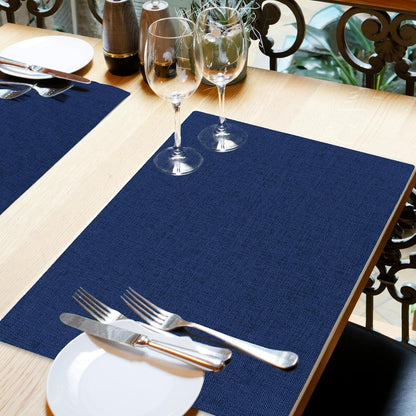 Cloth Placemats Set of 6, Cotton Linen Blend Place Mats, Navy Blue8