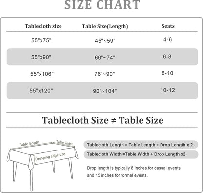 Rectangle Tablecloth 55" X 75", Farmhouse Linen Style Table Cloth with Brown Fern Embroidery & Tassels, Heavy Weight Wrinkle & Spill Resistant Table Cover for Dining Kitchen (4-6 Seats)3
