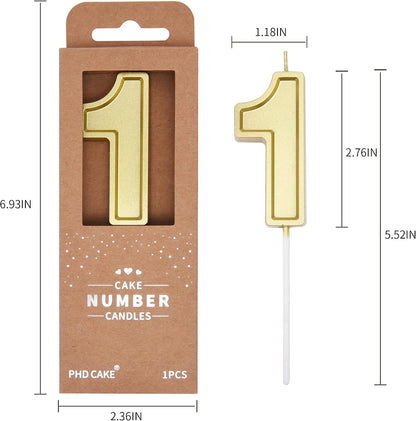 PHD Luxe Gold 2.76 Inch 1 Number Birthday Candles, Gold Cake Candles, Party Celebration4