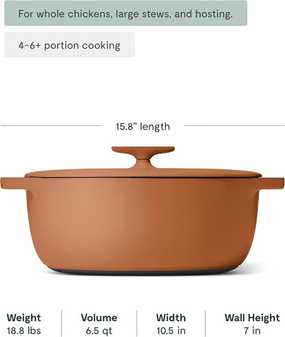 Caraway Enameled Cast Iron Oval Dutch Oven | 8.5 Qt Dutch Oven with Lid, 3 Layer Enamel Coating, No Seasoning Required, Compatible with All Stovetops, Safe, Rust3