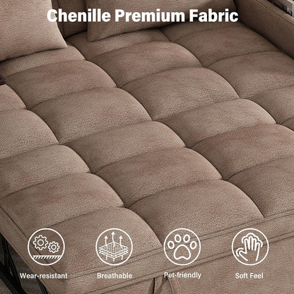 65'' Sleeper Sofa Pull Out Couches for Apartments,Rv (Chenille,Coffee)4