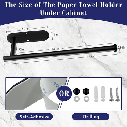 Black Paper Towel Holder, Self Adhesive Paper Towel Holder under Cabinet7