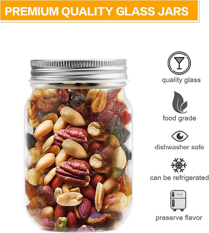 Mason Jars 12 Oz 20 Pack Glass Jars with Silver Lids Food Storage | Regular Mouth Canning Jars for Pickles,Meal Prep,Crafts with 20 Labels and 1 Pen.Food Storage Frascos De Vidrio Con Tapa Para3