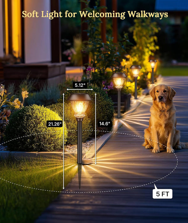 Solar Garden Lights Outdoor 6 Pack, Warm White Landscape Lighting8