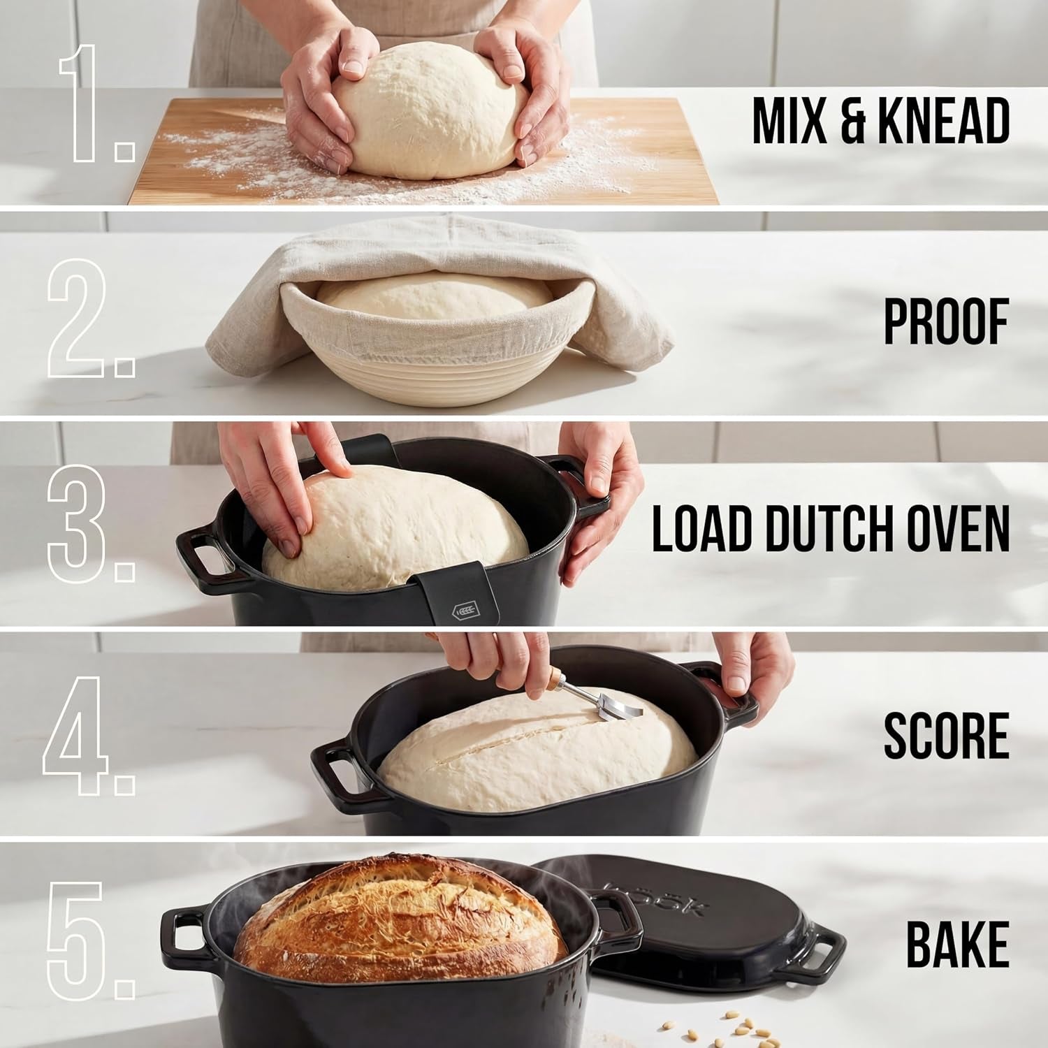 oval-dutch-oven-for-bread-baking-sourdough-loaf-pan-with-lid-dual-handles-enameled-cast-iron-includes-lid-lever-dishwasher-safe-3-4-qt-black