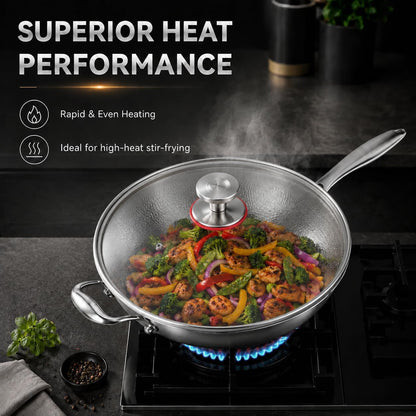 Titanium Wok with Lid,Titanium Wok Pan for Cooking,14Inch Non Stick Wok Pan with Steamer Basket,No Coating Titanium Frying Pans,Pfas/Pfoa/Ptfe Free Cookware3