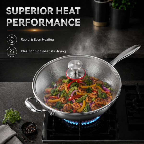 Titanium Wok with Lid,Titanium Wok Pan for Cooking,14Inch Non Stick Wok Pan with Steamer Basket,No Coating Titanium Frying Pans,Pfas/Pfoa/Ptfe Free Cookware3