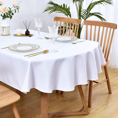 Oval Tablecloth 60 X 84 Inch Washable Fabric Table Cloth Solid White Table Cover for Dining Wedding Party Banquet Tabletop Decoration1