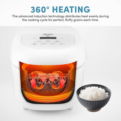Housewares Professional 8-Cups (Cooked) / 2Qt. 360° Induction Rice Cooker & Multicooker (ARC-7604), White6