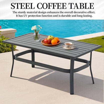 5-Piece Metal Patio Sectional Set, Coffee Table & Washable Cushions, Grey5