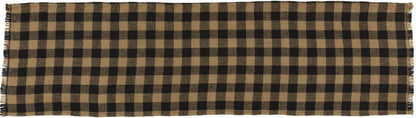 Burlap Black Check Runner Fringed 13X48 Country Rustic Kitchen Tabletop Design, Black and Tan5