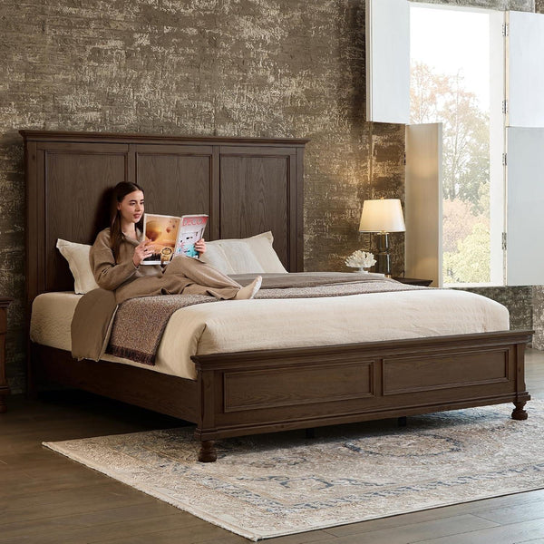 Solid Wood King Bed Frame, Traditional Wooden Platform Bed7