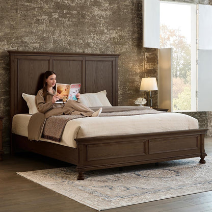 Solid Wood Queen Bed Frame, Traditional Wooden Platform Bed8