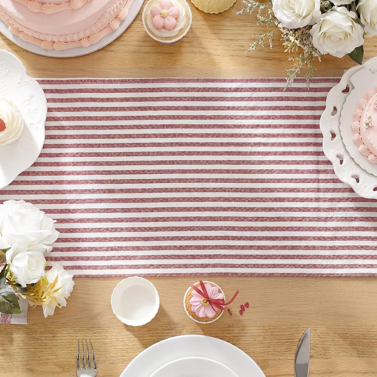 red-and-white-striped-table-runner-for-decor-14-x-60-inch