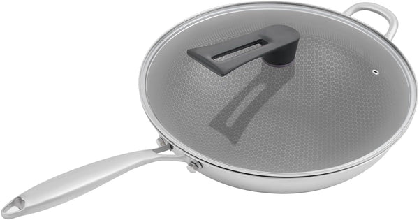 14 Inch Wok Pan with Lid, Food-Grade Stainless Steel Woks & Stir-Fry Pans Nonstick, Dishwasher and Oven Safe, Cooking Pan Compatible with Gas & Induction Cooker4
