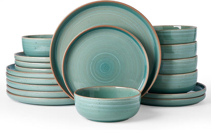 Meteor 18-Piece Stoneware Dinnerware Set, Peacock Green1
