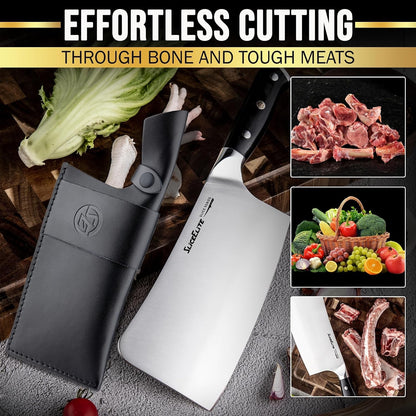 Slice Series 7 Inch Bone Cutting Knife, Leather Sheath4