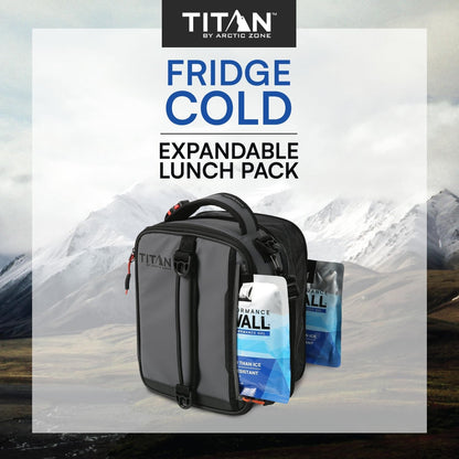 Titan Fridge Cold Expandable Lunch Box with 2 Ice Packs, Sharkskin Gray2