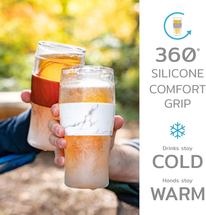 Freeze Beer Glasses, Freezable Beer Gifts for Men, Double Wall Insulated Pint Set, Tumbler for Cold Drinks, 16, Set of 2, Gray4