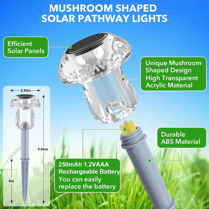 Solar Lights Outdoor, 8 Pack Mushroom Lights outside Waterproof, Solar Powered LED Lighting for Garden, Yard, Landscape, Path, Pathway, Lawn, Walkway, Driveway, Backyard Decor (Warm White)+2