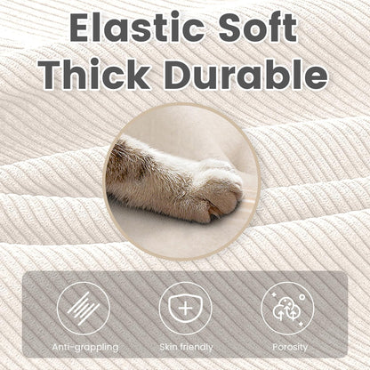 112'' Modular Sectional Cloud Couch with Movable Ottoman, 4 Seat Modern Corduroy Sofa, Deep Seat L Shaped Couch for Living Room Bedroom Apartment, Beige5
