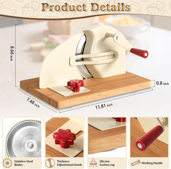 Manual Adjustable Bread Slicer Homemade Sourdough Bread Cutter with Scale Line, Bottom Suction Cup, with Clip and Plate (White)2