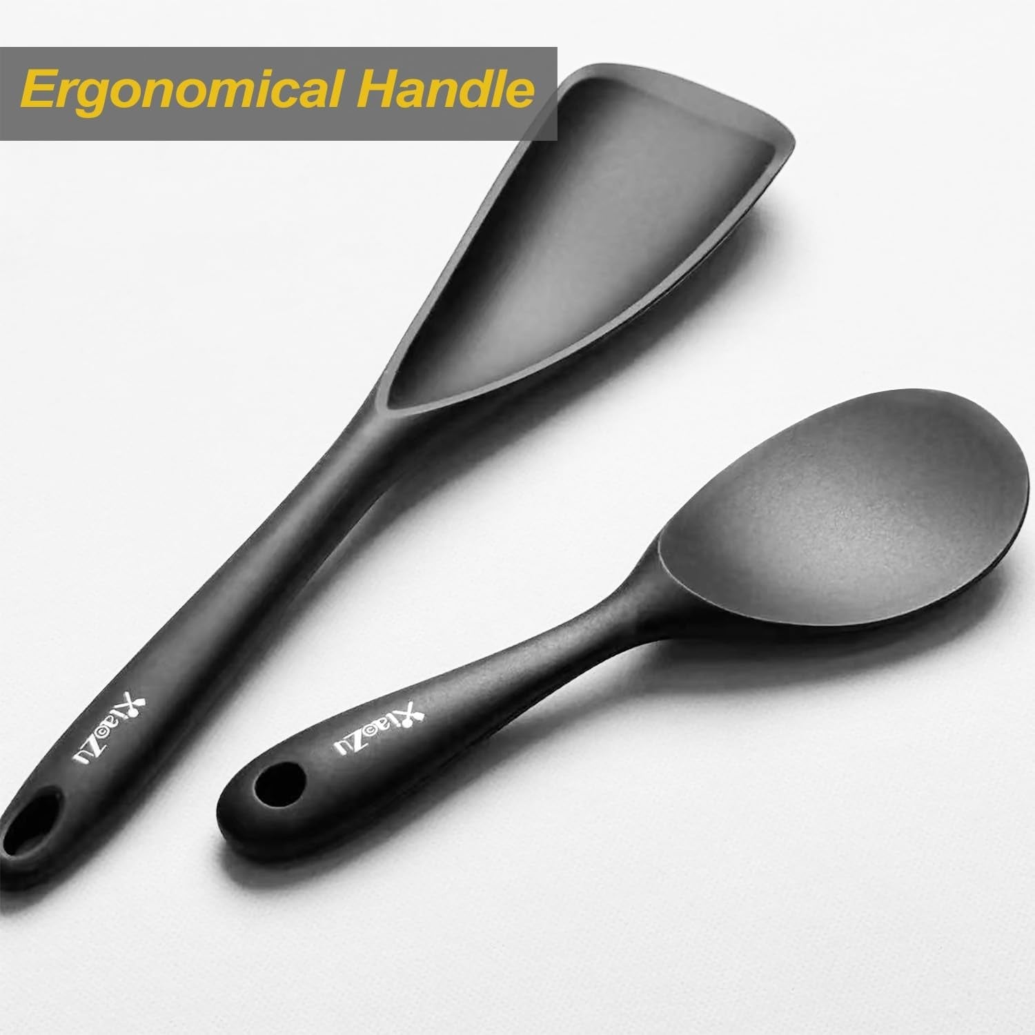 silicone-cooking-spoon-rice-scooper-set-for-nonstick-cookwares-2pc-black-bpf-free-heat-resistant-seamless-design-non-toxic-kitchen-utensils-for-cooking-serving-mixing-scoop-scrape-stirring