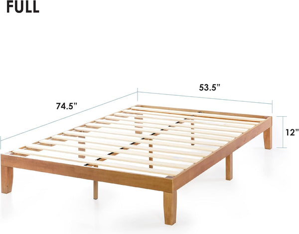 Naturalista Classic - 12 Inch Solid Wood Platform Bed with Wooden Slats, No Box Spring Needed, Easy Assembly, Full, Natural Pine2