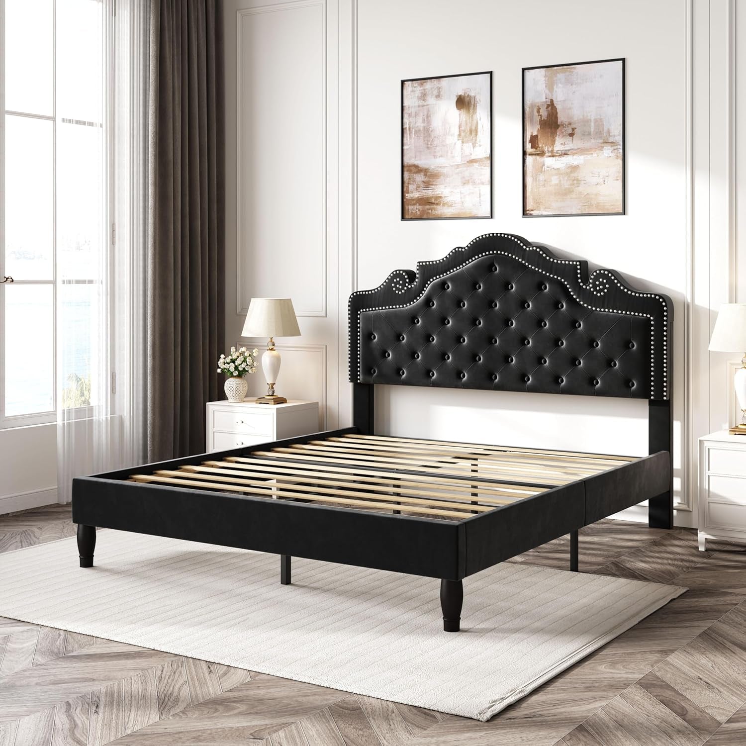 queen-bed-frame-with-adjustable-headboard-velvet-upholstered-diamond-button-tufted-and-metal-studs-no-box-spring-needed-wood-slat-support-easy-assembly-black