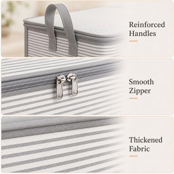 2 Pack 100L Extra Large Capacity Storage Box, 20X16X20 in Foldable Moving Bin with Zipper and Handle, Reinforced Fabric Organizing Bag for Blanket Quilt Clothes Bedding, Gray4