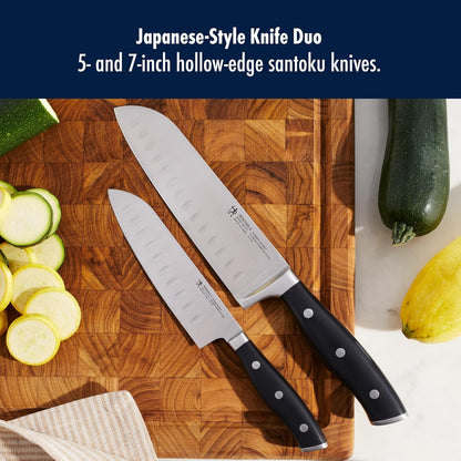 HENCKELS Forged Accent Razor-Sharp 2-Pc Knife Set, Santoku Knife 5 Inch, Santoku Knife 7 Inch, German Engineered Informed by 100+ Years of Mastery,Black2